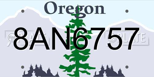 8AN6757 Oregon License Plate