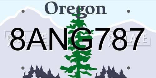 8ANG787 Oregon License Plate