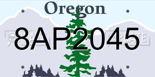 8AP2045 Oregon License Plate