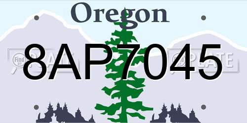 8AP7045 Oregon License Plate