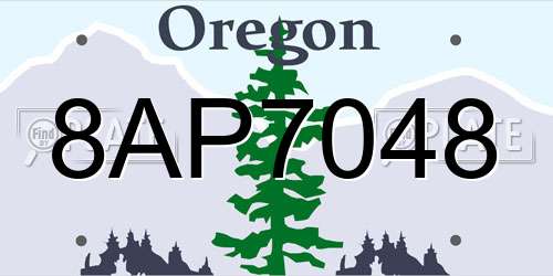 8AP7048 Oregon License Plate