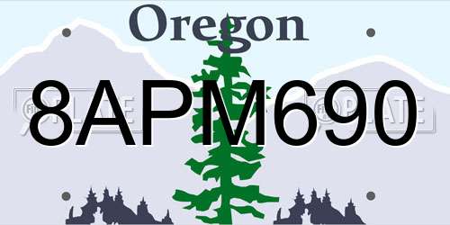 8APM690 Oregon License Plate