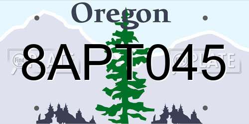 8APT045 Oregon License Plate