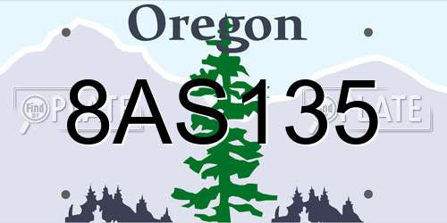 8AS135 Oregon License Plate