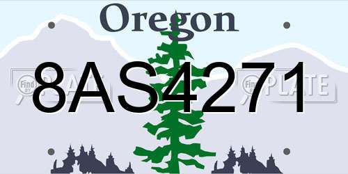 8AS4271 Oregon License Plate