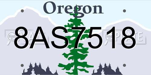8AS7518 Oregon License Plate
