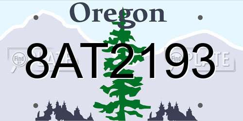8AT2193 Oregon License Plate