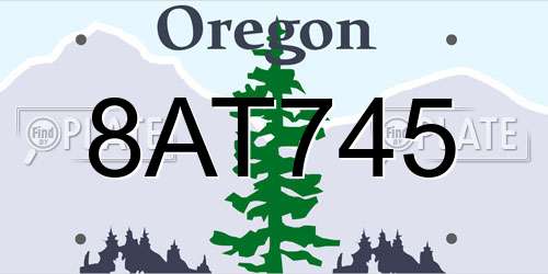 8AT745 Oregon License Plate