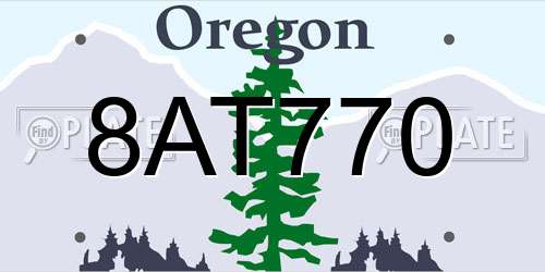 8AT770 Oregon License Plate