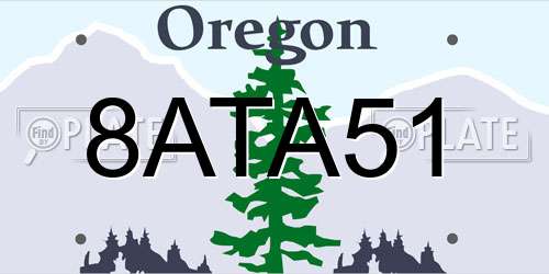 8ATA51 Oregon License Plate