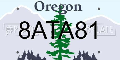 8ATA81 Oregon License Plate