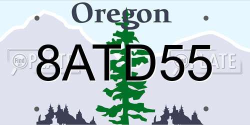 8ATD55 Oregon License Plate