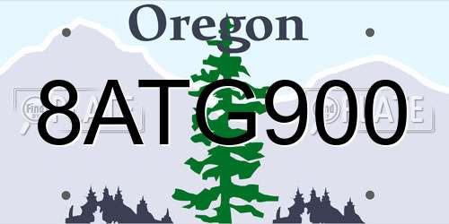 8ATG900 Oregon License Plate