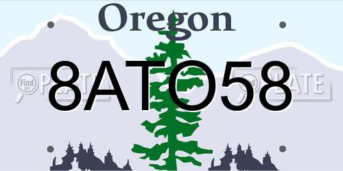 8ATO58 Oregon License Plate