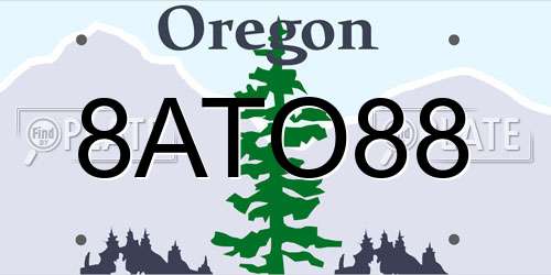 8ATO88 Oregon License Plate
