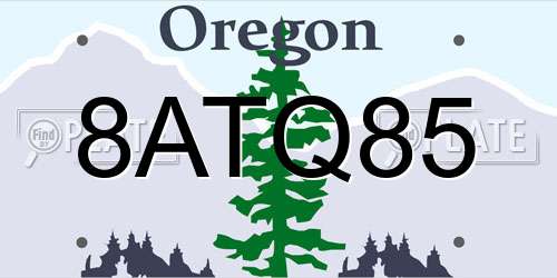 8ATQ85 Oregon License Plate