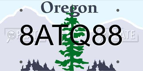 8ATQ88 Oregon License Plate