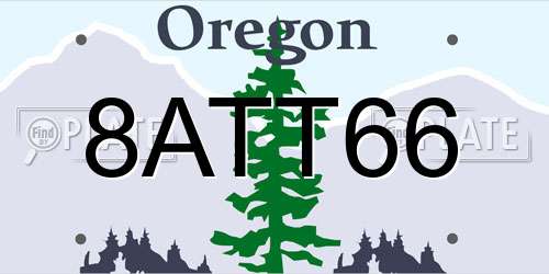 8ATT66 Oregon License Plate