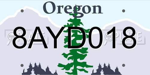8AYD018 Oregon License Plate