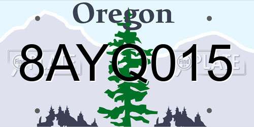 8AYQ015 Oregon License Plate