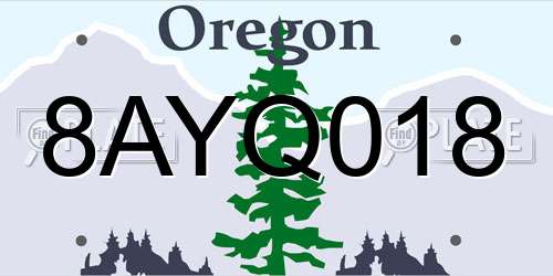 8AYQ018 Oregon License Plate