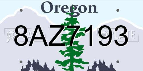8AZ7193 Oregon License Plate