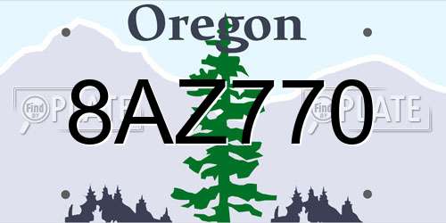 8AZ770 Oregon License Plate