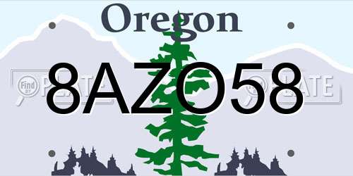 8AZO58 Oregon License Plate