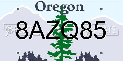 8AZQ85 Oregon License Plate