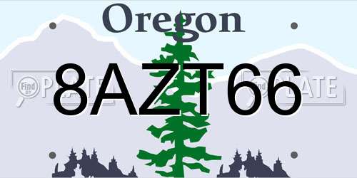 8AZT66 Oregon License Plate