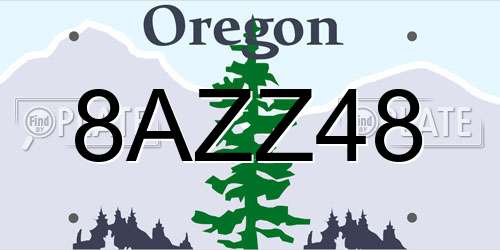 8AZZ48 Oregon License Plate