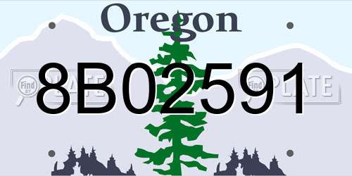 8B02591 Oregon License Plate