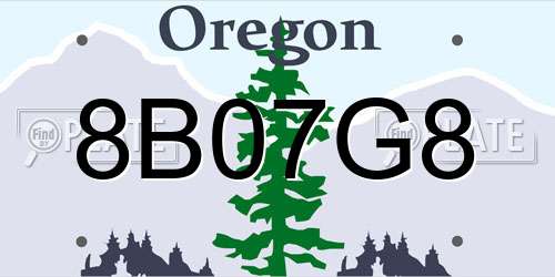 8B07G8 Oregon License Plate