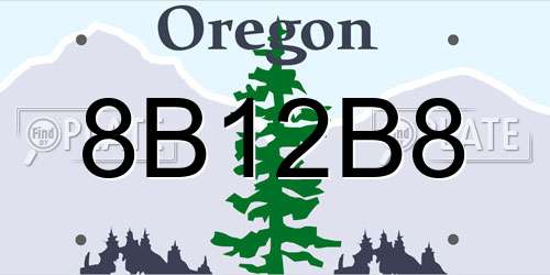 8B12B8 Oregon License Plate