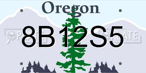 8B12S5 Oregon License Plate