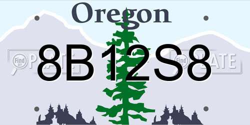 8B12S8 Oregon License Plate