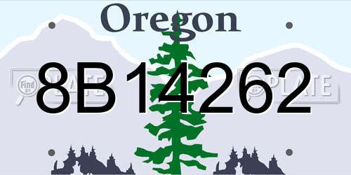 8B14262 Oregon License Plate
