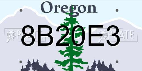8B20E3 Oregon License Plate