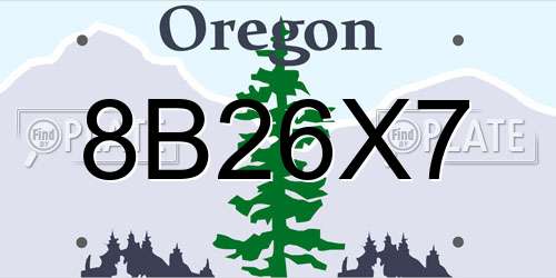8B26X7 Oregon License Plate