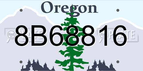 8B68816 Oregon License Plate