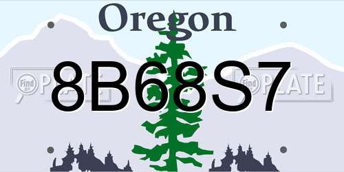 8B68S7 Oregon License Plate