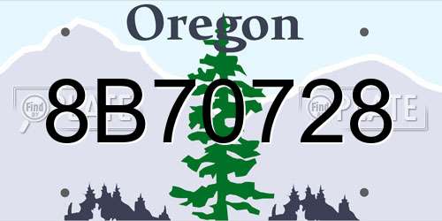 8B70728 Oregon License Plate