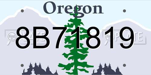 8B71819 Oregon License Plate