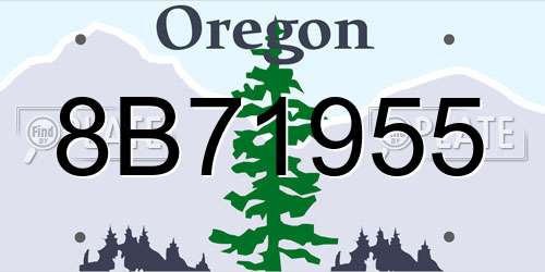 8B71955 Oregon License Plate