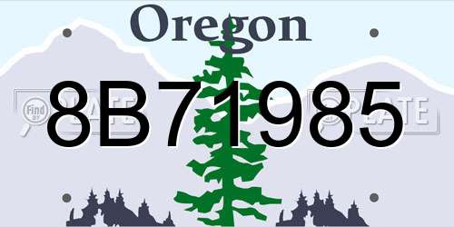 8B71985 Oregon License Plate