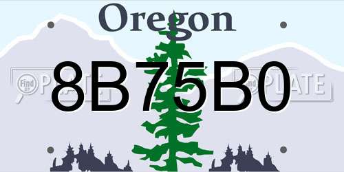 8B75B0 Oregon License Plate
