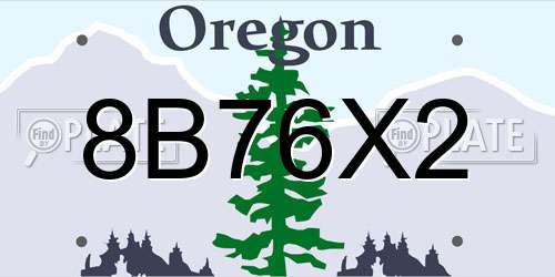 8B76X2 Oregon License Plate