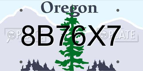 8B76X7 Oregon License Plate