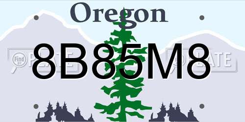8B85M8 Oregon License Plate