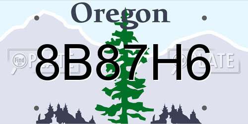8B87H6 Oregon License Plate